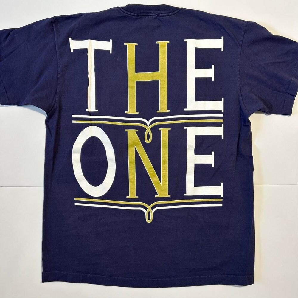 Authentic Vintage 90s Anvil Versace + Elton John World Tour navy blue tee - Picture 5 of 5